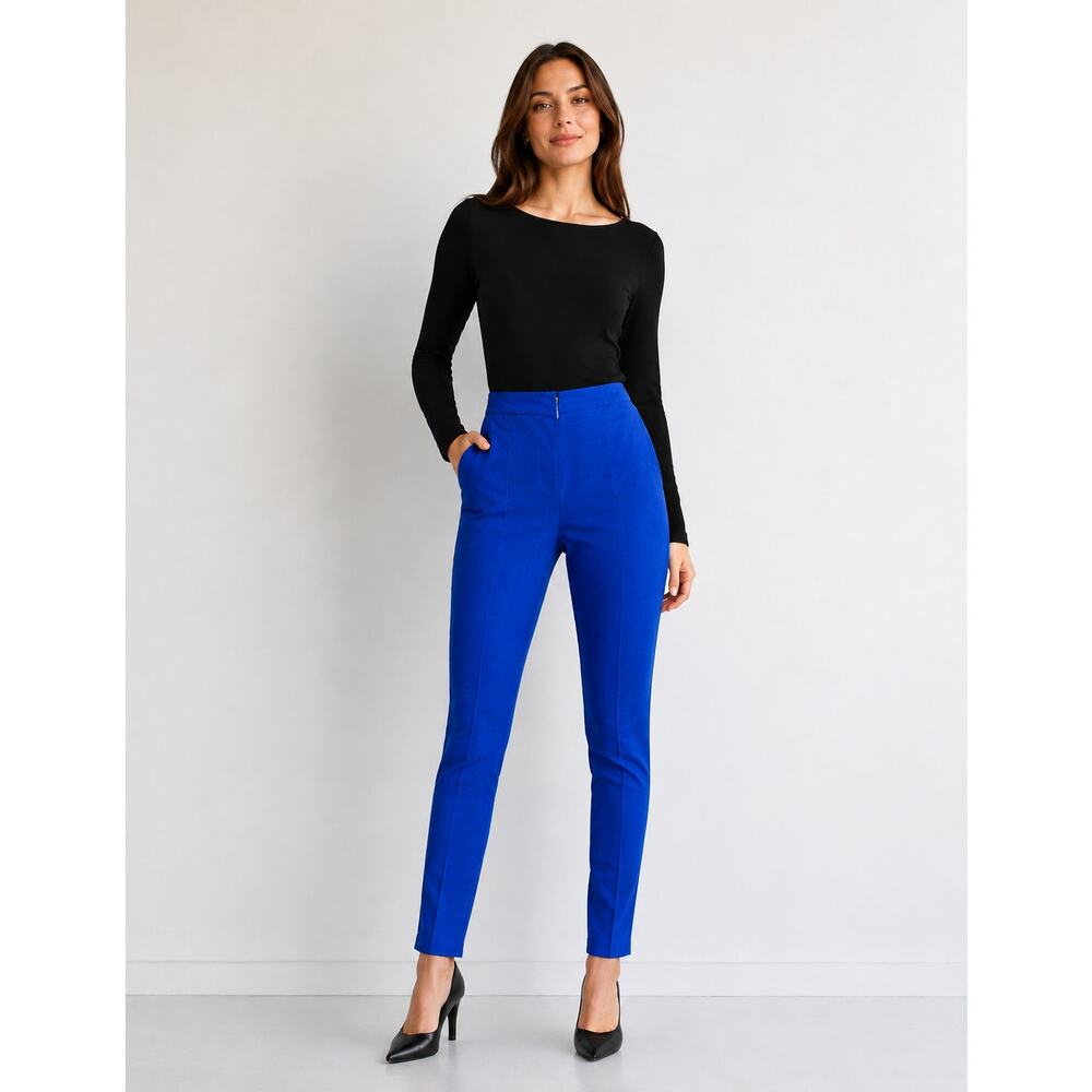 Mesmerize Pants Electric Blue Slim Stretch High Waist Women Size 8 Chic Bold